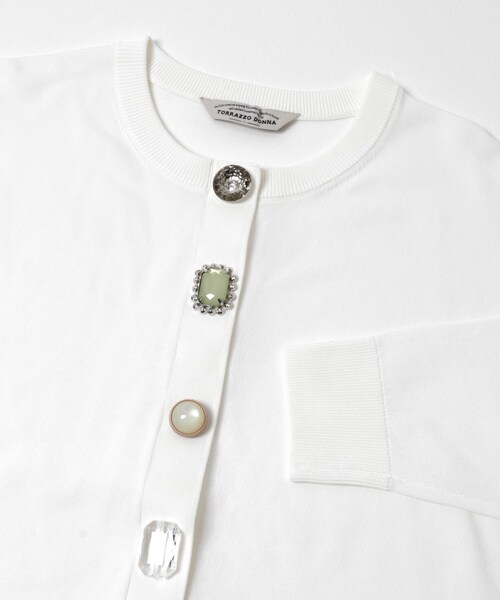 URBAN RESEARCH ROSSO（アーバンリサーチロッソ）の「Torrazzo Donna　BIJOU CARDIGAN（カーディガン/ボレロ・レディース・NAVY/WHITE・Free）」の5枚目の写真