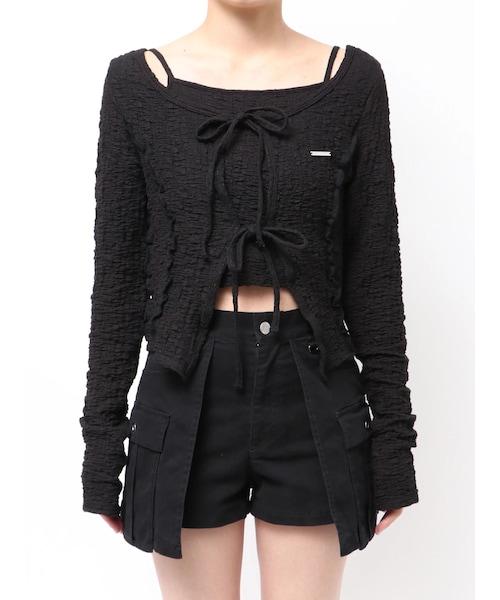 EMODA（エモダ）の「CUT TWIN SET（Tシャツ/カットソー・レディース・ホワイト/グレー/ブラック/ミントグリーン/ネイビー・F）」の2枚目の写真