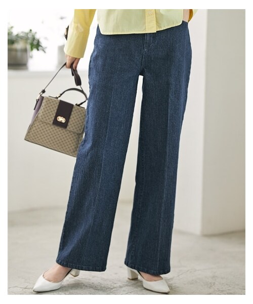 nissen（ニッセン）の「センタープレスセミワイドデニムパンツ【OtonaSMILE】（パンツ・レディース・インディゴブルー/オフホワイト・M/L/LL/3L/4L/5L）」の19枚目の写真