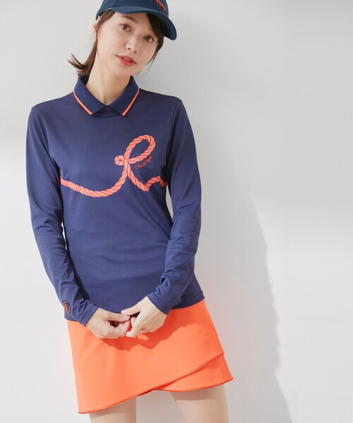 ROPE'（ロペ）の「【ECO】【UV】【防透】Rロープ柄衿付長袖プルオーバー　（Tシャツ/カットソー・レディース・ブラック/ホワイト/ネイビー・L/M/S）」の14枚目の写真