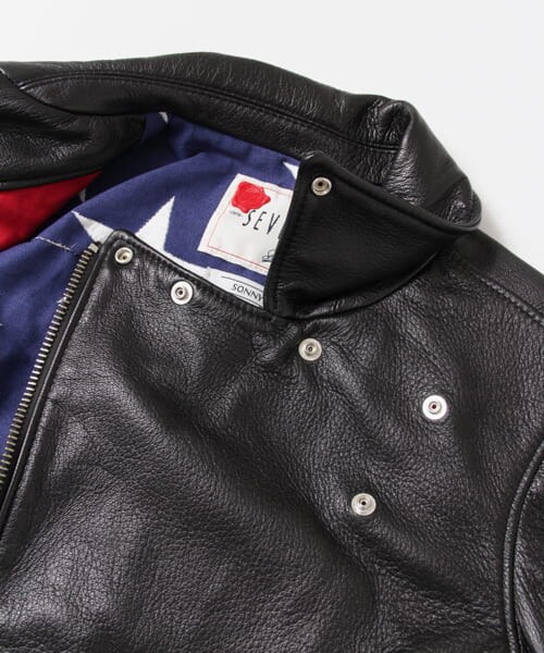 URBAN RESEARCH Sonny Label（アーバンリサーチサニーレーベル）の「SEVESKIG　別注GOAT SKIN S-RIDERS JACKET（ライダースジャケット・メンズ・BLACK・S/M）」の10枚目の写真