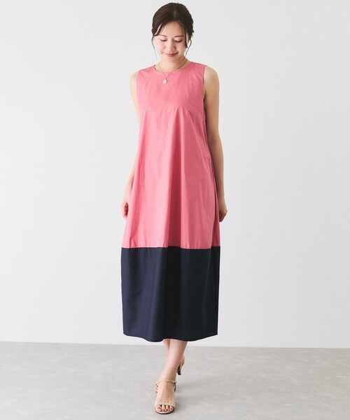 Jayro（ジャイロ）の「バイカラーノースリーブワンピース（ワンピース・レディース・ブラック/ネイビー/ピンク・F）」の14枚目の写真