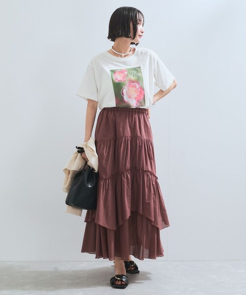 VIS(ビス)の「【接触冷感】箔グラフィックアートTシャツ(Tシャツ/カットソー・レディース・チャコール/ホワイト/ホワイト系・F)」の11枚目の写真