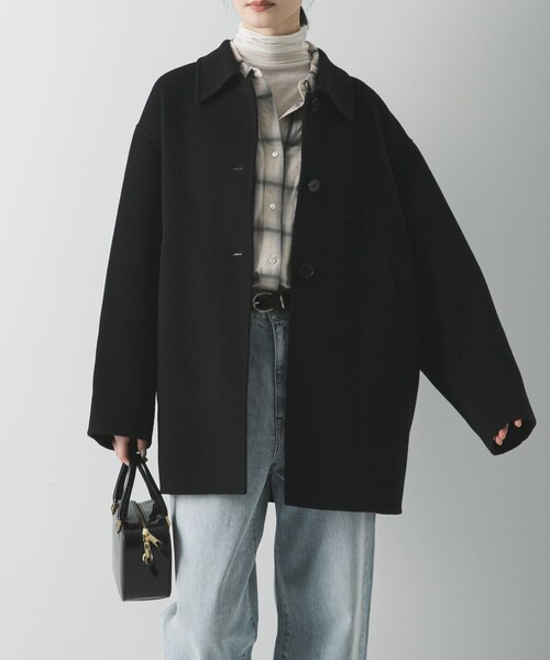 URBAN RESEARCH（アーバンリサーチ）の「スーパー140ステンカラーリバーミドルコート（ステンカラーコート・レディース・BRICK/NAVY/BLACK・FREE）」の7枚目の写真