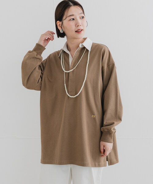 URBAN RESEARCH ROSSO（アーバンリサーチロッソ）の「F by ROSSO　ラガーチュニックプルオーバー（Tシャツ/カットソー・レディース・BEIGE/NAVY・FREE）」の6枚目の写真