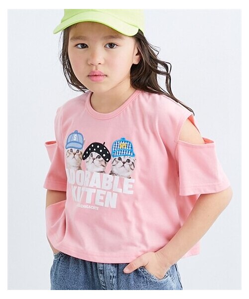 nissen（ニッセン）の「転写プリントアップリケ刺しゅう半袖Tシャツ（女の子）（Tシャツ/カットソー・キッズ・ピンク/オフホワイト・100/110/120/130/140/150/160）」の14枚目の写真
