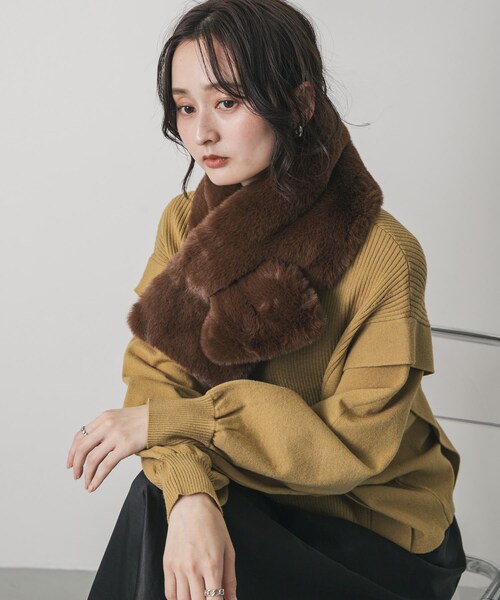 SENSE OF PLACE by URBAN RESEARCH(センスオブプレイスバイアーバンリサーチ)の「ボリュームエコファーティペット(マフラー・レディース・BROWN/MOCHA/BEIGE・one)」の22枚目の写真