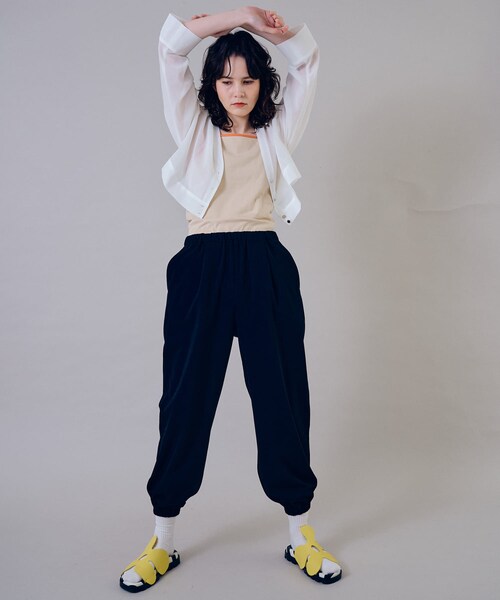 THE GOODLAND MARKET（ザグッドランドマーケット）の「『別注』MIDIUMISOLID×TGM　Organic cotton sheer cardigan（カーディガン/ボレロ・レディース・OFF/BLACK・one）」の10枚目の写真