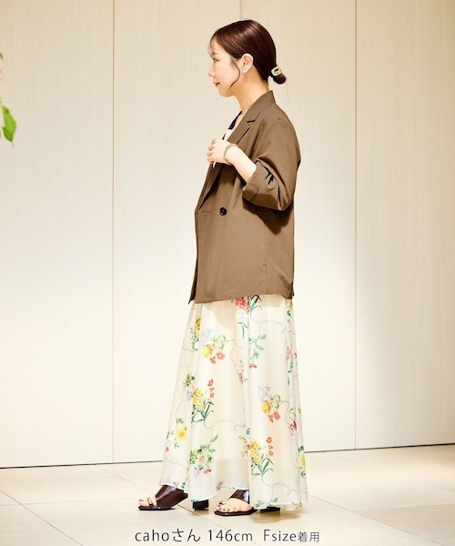 ROPE' PICNIC(ロペピクニック)の「【cahoさんコラボ】低身長・小柄さんサイズ エアリーリネンライク ダブルジャケット(テーラードジャケット・レディース・ブラック/ダークブラウン/キャメル/ベージュ/ネイビー・F)」の13枚目の写真
