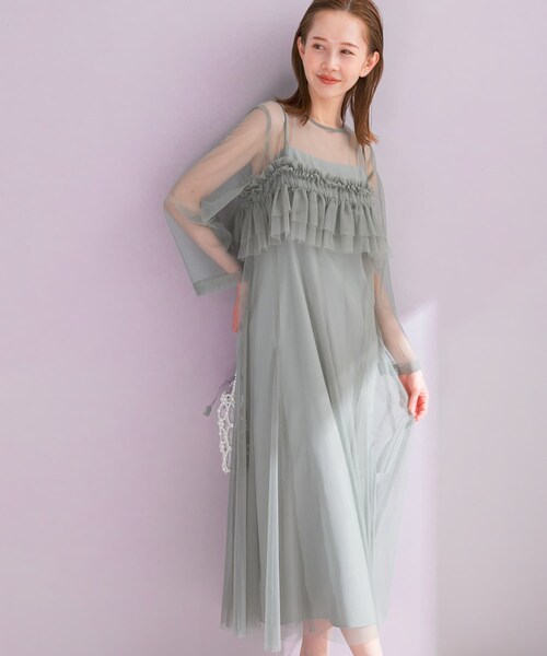 URBAN RESEARCH ROSSO（アーバンリサーチロッソ）の「チュールキャミソールsetドレス（ワンピース・レディース・MINT/DARKBROWN・Free）」の4枚目の写真