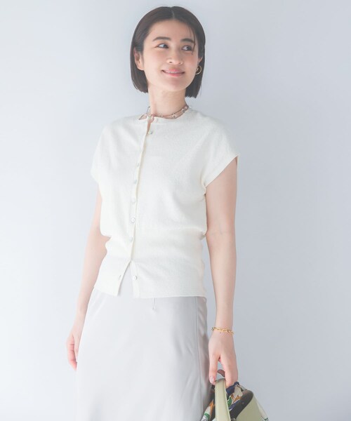 URBAN RESEARCH ROSSO（アーバンリサーチロッソ）の「リネンコットンウエストシェイプデザインニット（ニット/セーター・レディース・WHITE/CARAMEL・Free）」の8枚目の写真