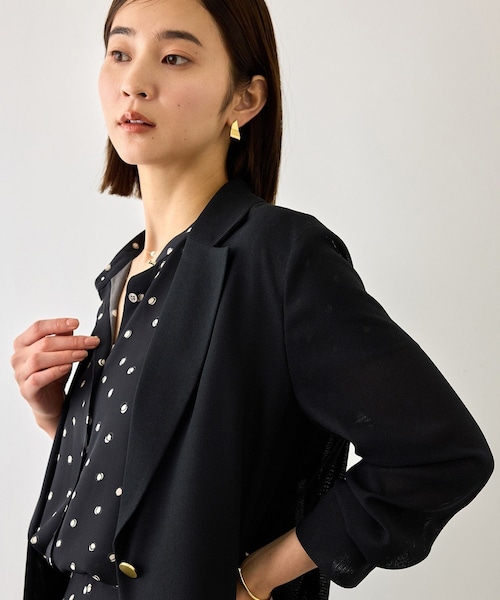 ROPE'(ロペ)の「カラミ織りシアーライトジャケット/イージーケア(テーラードジャケット・レディース・ブラック/ベージュ・36/38)」の12枚目の写真