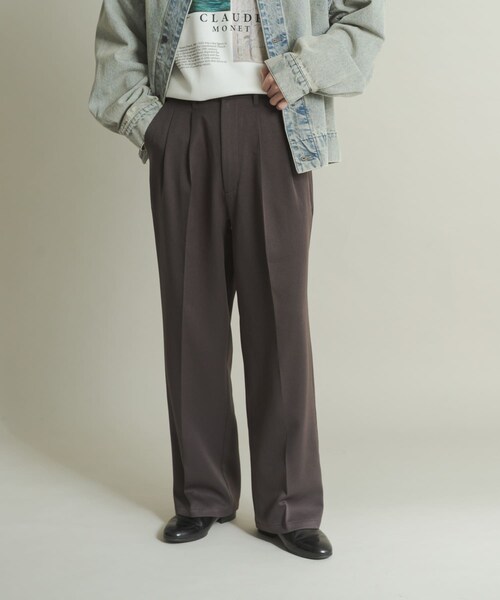SENSE OF PLACE by URBAN RESEARCH(センスオブプレイスバイアーバンリサーチ)の「ウールライクダブルタックワイドパンツ(その他パンツ・メンズ・BLACK/CHARCOAL/GREIGE/D.NAVY・S/M/L)」の19枚目の写真