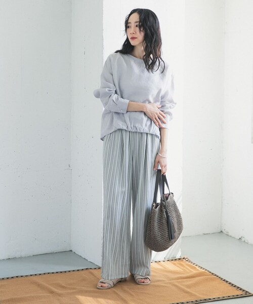 URBAN RESEARCH DOORS（アーバンリサーチドアーズ）の「ストライプタックイージーパンツ（その他パンツ・レディース・NATURAL/GRAY・Free）」の9枚目の写真