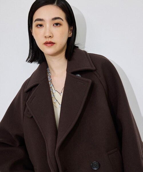ADAM ET ROPE'(アダムエロペ)の「【定番】ウールボンディングミドルコート(ステンカラーコート・レディース・ダークブラウン/キャメル・36/38)」の15枚目の写真