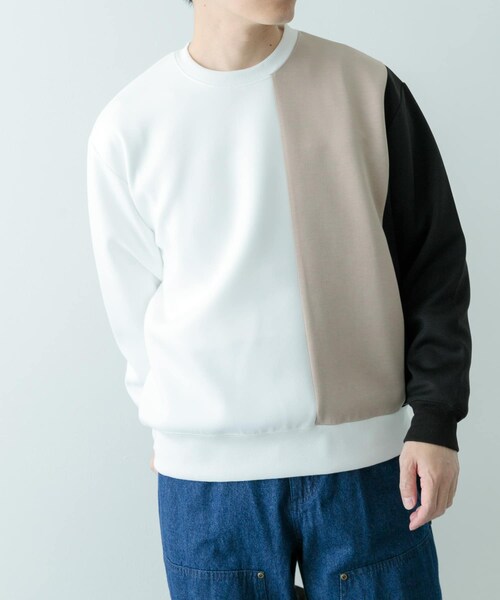 ITEMS URBANRESEARCH（アイテムズ アーバンリサーチ）の「ストレッチダンボール 切替トップス A（スウェット・メンズ・BLK/MOC/NVY・M/L）」の6枚目の写真