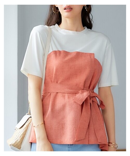 nissen（ニッセン）の「大きいサイズ 汗染みしにくいビスチェ風ドッキングプルオーバー（接触冷感・UVカット・抗菌防臭）（セットアップ対応）（Tシャツ/カットソー・レディース・ネイビー/アプリコット/チャコールグレー・L/LL/3L/4L/5L/6L/8L/10L）」の15枚目の写真