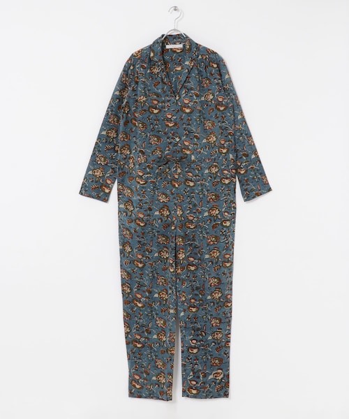 URBAN RESEARCH DOORS（アーバンリサーチドアーズ）の「ARCHI　BLOCK PRINT ALL IN ONE（つなぎ/オールインワン・レディース・NATURAL/BLUE・S）」の2枚目の写真