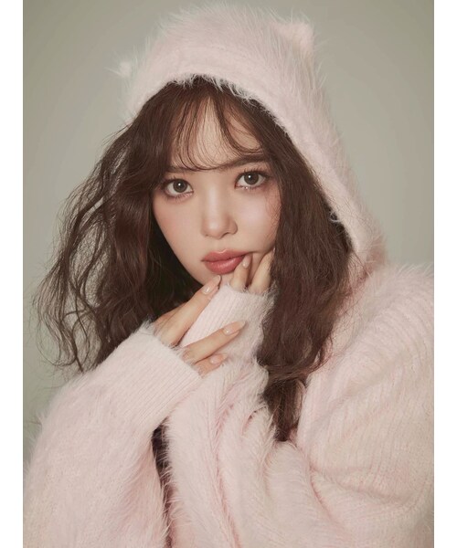 CALNAMUR（カルナムール）の「ＣＡＴイヤーシャギーフーディー（パーカー・レディース・グレー/ピンク・F）」の8枚目の写真