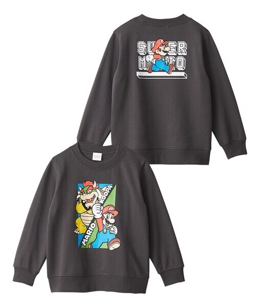 nissen（ニッセン）の「【スーパーマリオ】プリントスウェットトレーナー（男の子・女の子）（スウェット・キッズ・チャコール/ブルー/イエロー・100/110/120/130）」の4枚目の写真