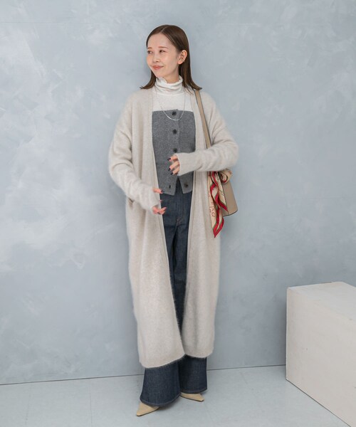 URBAN RESEARCH ROSSO（アーバンリサーチロッソ）の「ファーニットロングガウン（カーディガン/ボレロ・レディース・IVORY/BEIGE/BLACK・Free）」の9枚目の写真