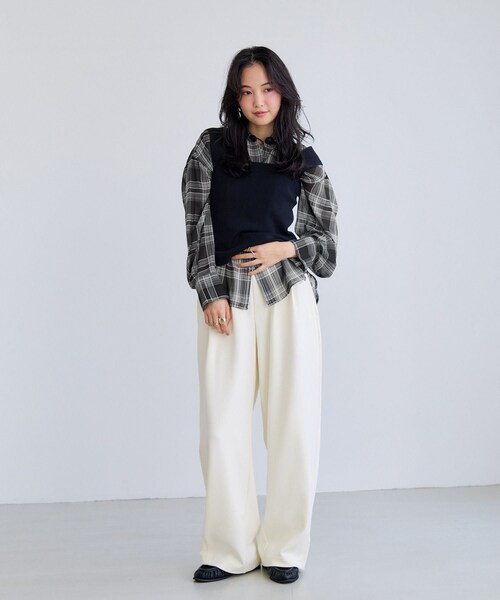 VIS(ビス)の「チェック&シアーオーバーシャツ(シャツ/ブラウス・レディース・ブラック系/ホワイト系/キナリ・F)」の12枚目の写真