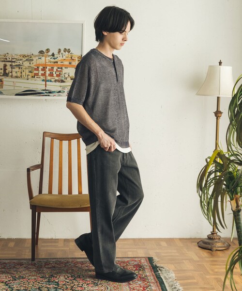 SENSE OF PLACE by URBAN RESEARCH（センスオブプレイスバイアーバンリサーチ）の「ストライプジャガードストレートデニム（デニムパンツ・メンズ・BLACK/INDIGO・M/L）」の10枚目の写真