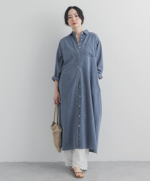 URBAN RESEARCH DOORS（アーバンリサーチドアーズ）の「ライトコットンデニムシャツワンピース（ワンピース・レディース・L.INDIGO/INDIGO・Free）」の7枚目の写真