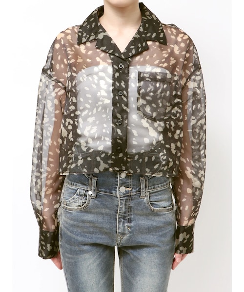 EMODA（エモダ）の「エアリーショートシャツ（シャツ/ブラウス・レディース・ライトミックス/ミックス/ホワイト・F）」の9枚目の写真