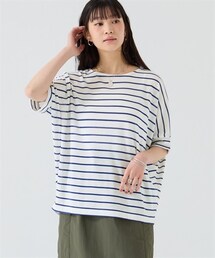 nissen | 綿混うすカルゆるシルエット５分袖ドルマンプルオーバー（ＵＶカット・吸汗速乾・抗菌防臭・毛玉防止）＜大きいサイズ有＞(Tシャツ/カットソー)