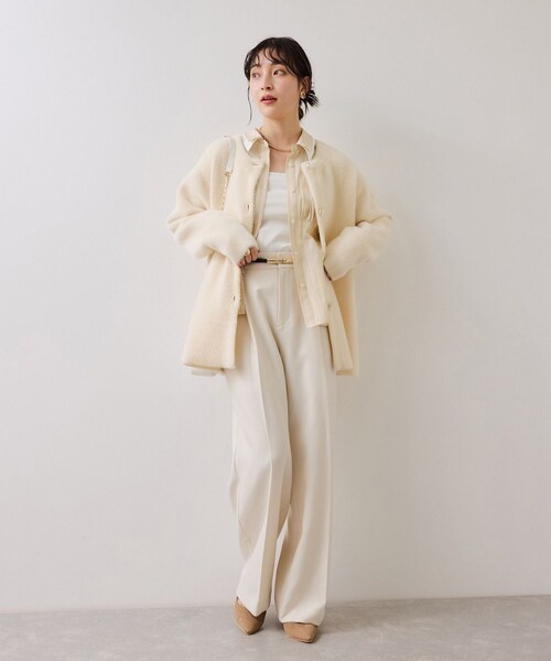 VIS(ビス)の「無地&ストライプダブルカラーウエスト切り替えシャツ(シャツ/ブラウス・レディース・ホワイト/ベージュ/サックス・F)」の14枚目の写真