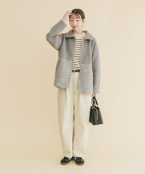 ITEMS URBANRESEARCH(アイテムズ アーバンリサーチ)の「ボア切替ジャケット(テーラードジャケット・レディース・L.BEG/GRY・Free)」の6枚目の写真