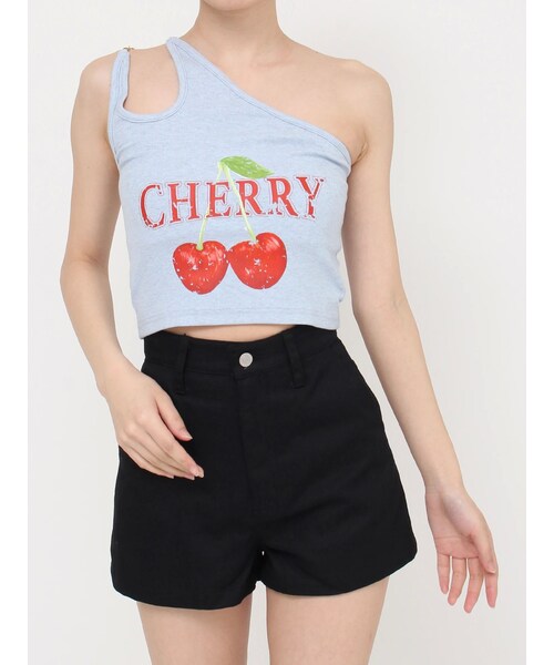 EVRIS（エヴリス）の「ダブルチェーンワンショルトップス（キャミソール・レディース・グレー/ブラック/ブルー・F）」の7枚目の写真