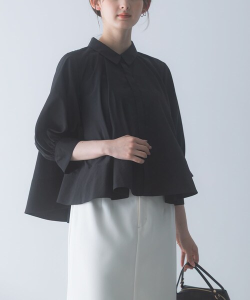 URBAN RESEARCH ROSSO（アーバンリサーチロッソ）の「ウォッシャブルブライトローンシャツブラウス（シャツ/ブラウス・レディース・OFF WHITE/BLACK/SAX・Free）」の2枚目の写真