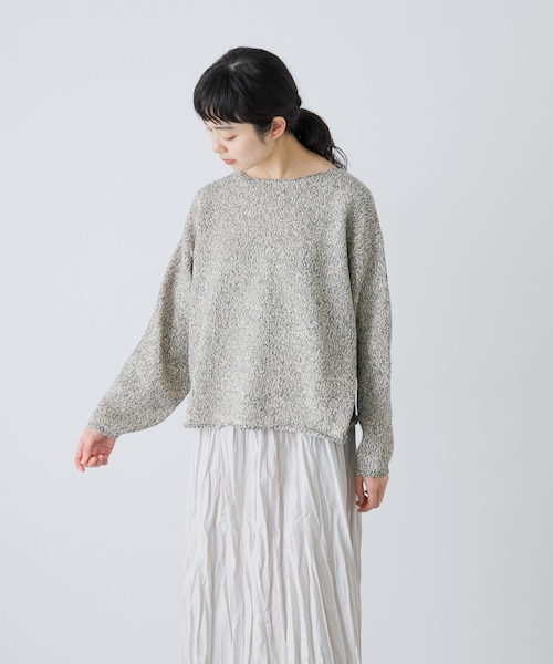 かぐれ（カグレ）の「テープヤーンボートネックニット（ニット/セーター・レディース・L/BEIGE/BLACK・Free）」の2枚目の写真