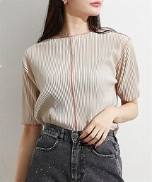 nissen | プリーツメロー配色半袖トップス(Tシャツ/カットソー)