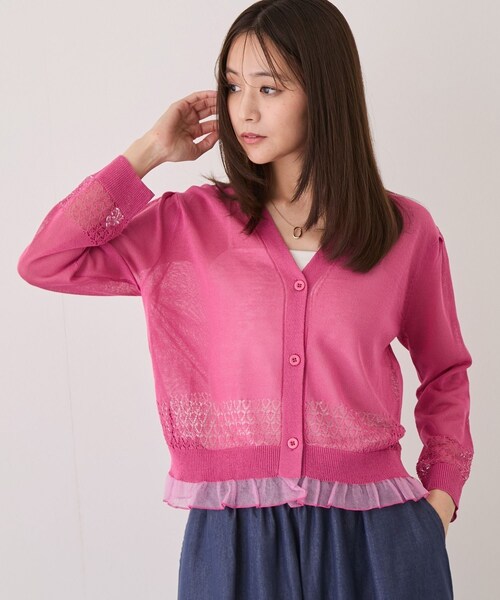 Jayro(ジャイロ)の「裾切替シアーカーディガン(カーディガン/ボレロ・レディース・ブラック/ライトグレー/ホワイト系/ベージュ/グリーン/ブルー/サックス/ピンク系/オレンジ系・F)」の16枚目の写真