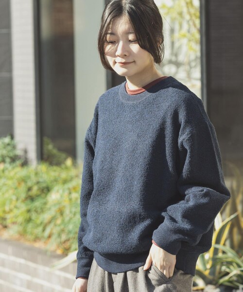 EKAL(エカル)の「パイル編みクルーニット(ニット/セーター・レディース・グレージュ/ネイビー・One)」の19枚目の写真