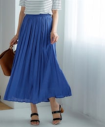 nissen | ふわり軽い楊柳スカート（選べる２レングス）(スカート)