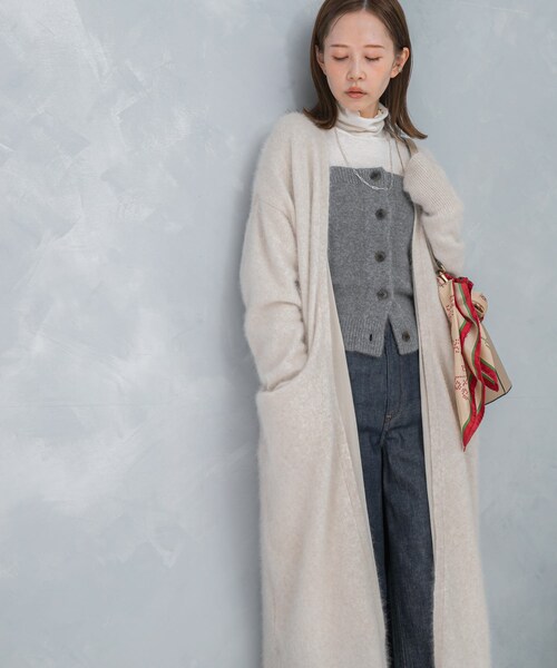 URBAN RESEARCH ROSSO（アーバンリサーチロッソ）の「ファーニットロングガウン（カーディガン/ボレロ・レディース・IVORY/BEIGE/BLACK・Free）」の8枚目の写真