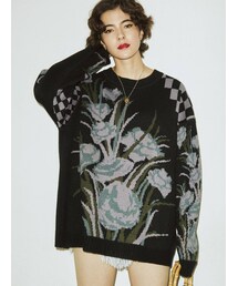 jouetie | チェッカーフラワージャカードニット(ニット/セーター)