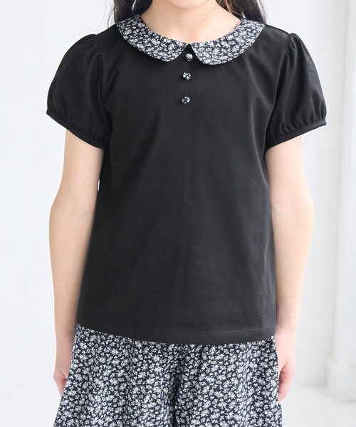 ROPE' PICNIC（ロペピクニック）の「【KIDS/キッズ】プチフラワー衿付きトップス/セットアップ対応（Tシャツ/カットソー・キッズ・ブラック/オフホワイト・L/M/S）」の22枚目の写真