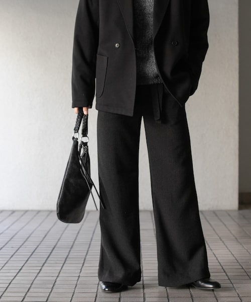 SENSE OF PLACE by URBAN RESEARCH（センスオブプレイスバイアーバンリサーチ）の「『わたべ×SOP』『セットアップ対応』ツイードワイドフレアパンツ（その他パンツ・メンズ・BLK×WHT/BLACK・M/L）」の3枚目の写真