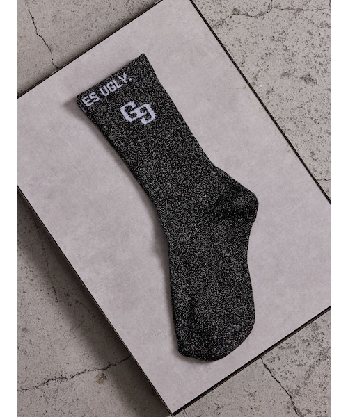 GYDA(ジェイダ)の「GG BUNNY FACEラメSOX(ソックス/靴下・レディース・オフホワイト/ブラック/ピンク/アイスブルー・F)」の2枚目の写真