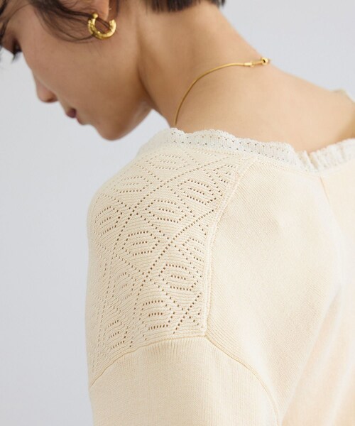 ADAM ET ROPE'(アダムエロペ)の「【crinkle crinkle crinkle】geometric jacquard knit(ニット/セーター・レディース・オフホワイト・F)」の6枚目の写真