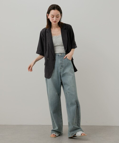 SENSE OF PLACE by URBAN RESEARCH（センスオブプレイスバイアーバンリサーチ）の「『UR TECH DRYLUXE』リネンライクジャケット（テーラードジャケット・レディース・GREIGE/CHARCOAL/BROWN/NAVY・one）」の12枚目の写真