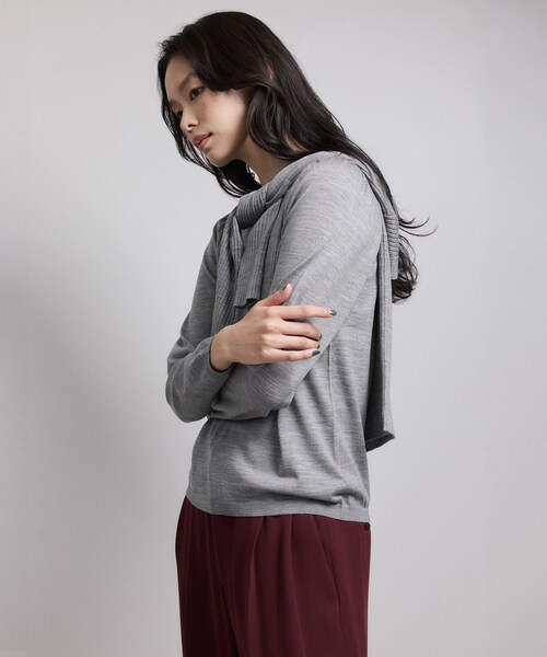 ROPE'（ロペ）の「袖ギャザークルーネックニットプルオーバー/イージーケア（ニット/セーター・レディース・ブラック/グレー/オフホワイト/レッド/ローズピンク・F）」の18枚目の写真