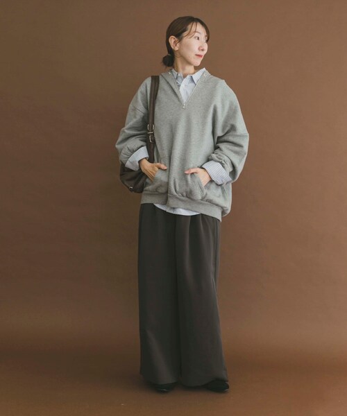 ITEMS URBANRESEARCH（アイテムズ アーバンリサーチ）の「ハイヒートコットンハーフジップスウェット（パーカー・レディース・BEG/GRY/BLK・Free）」の14枚目の写真