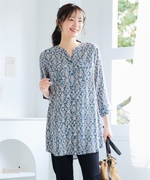 nissen | <大きいサイズ>接触冷感うすカル柔らか7分袖ダブルポケットシャツチュニック(チュニック)