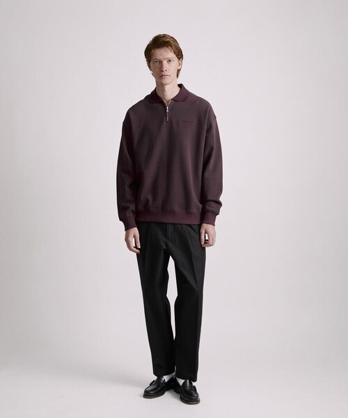 Saturdays NYC(サタデーズ ニューヨークシティ )の「Ryo Stripe Half Zip Polo Sweatshirt(スウェット・レディース・ブラック/ワイン・L/M/S/XL)」の17枚目の写真
